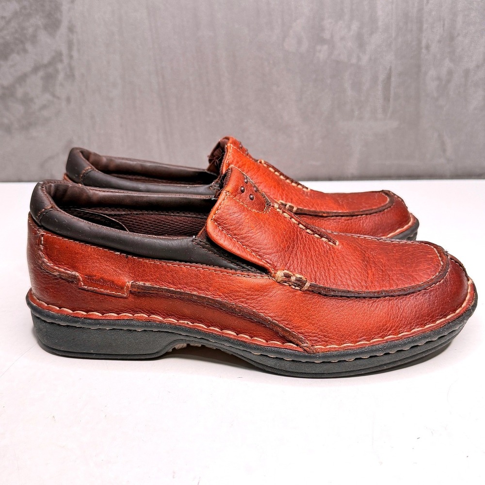 Vtg Y2K Thom McAn‎ Slip On Loafers Womens 6.5 Brown Leather Moc Toe 90s Shoes